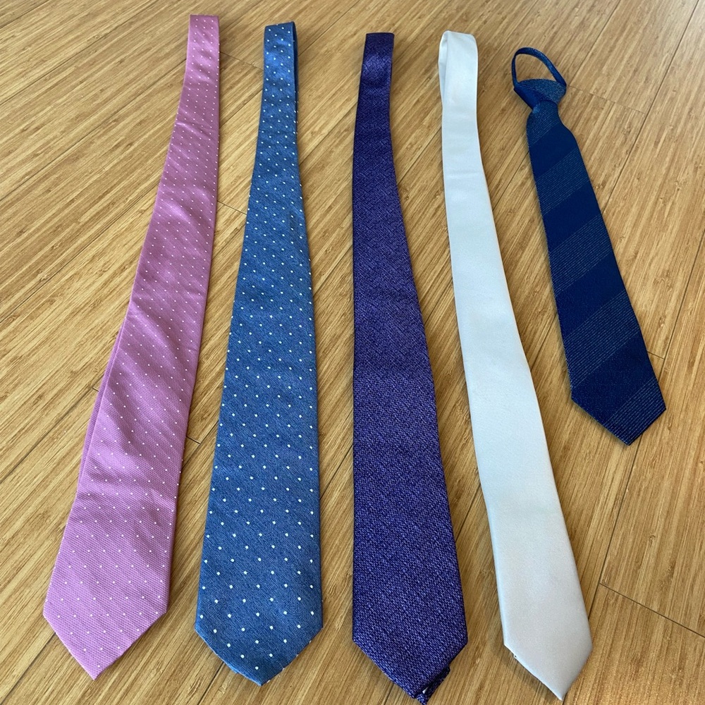 Men's Pink, Blue, Purple & White Ties - 5-Pack Classic Neckties